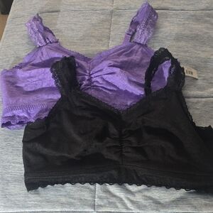 Torrid Purple and Black Lace Bralettes